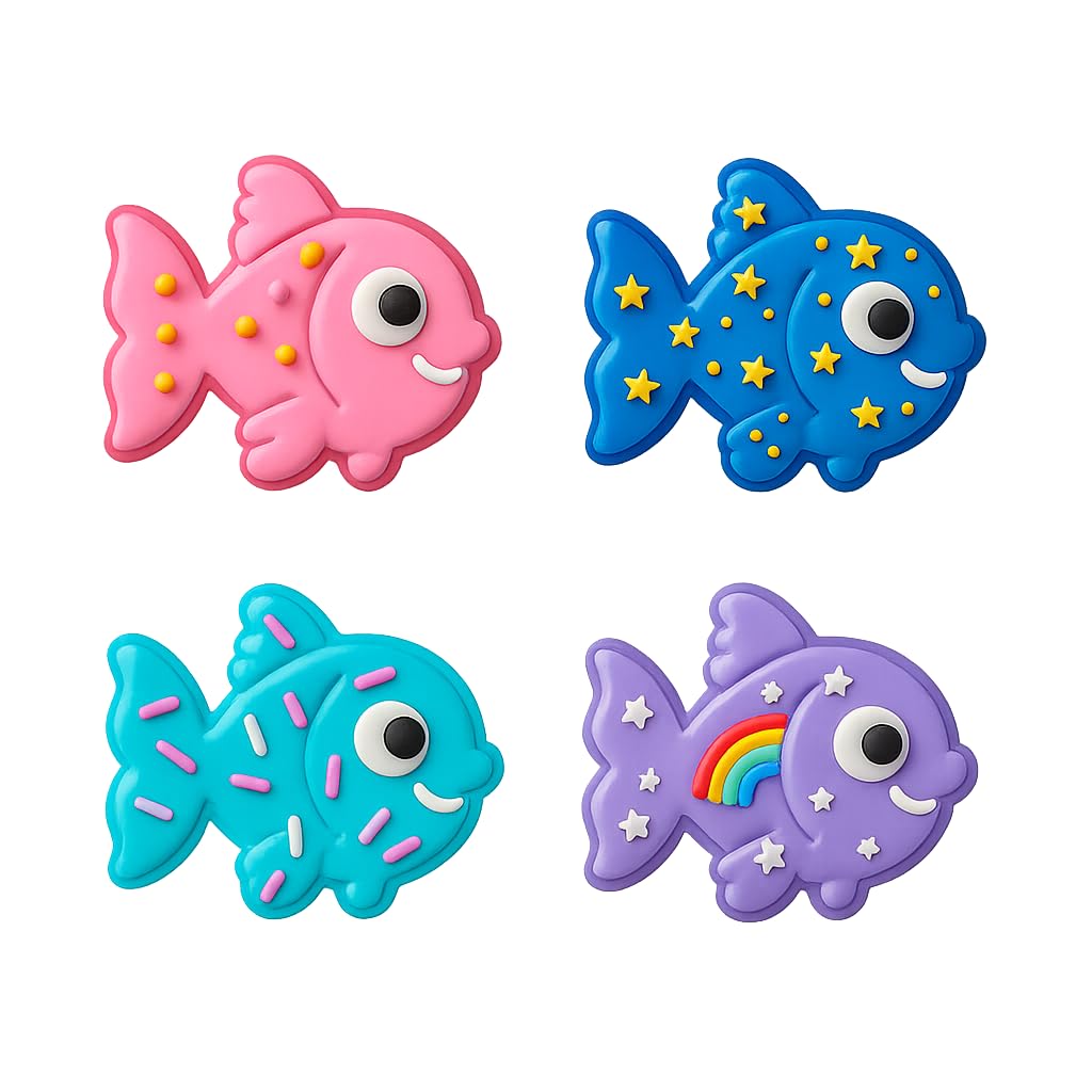 Happy Goldfish Cookie Cutter & Stamp 4x3.4" for Baking Fondant Clay Embosser
