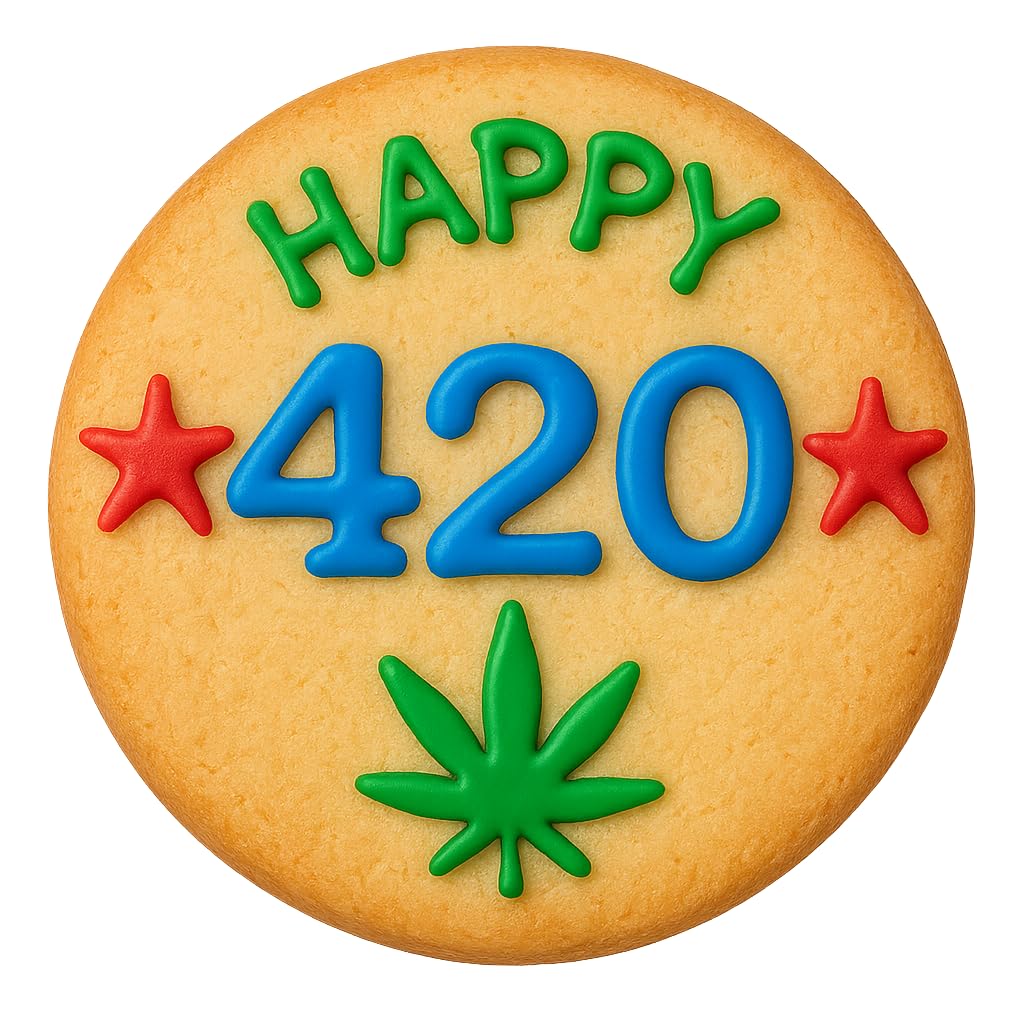 Happy 420 Weed Leaf Cookie Cutter & Stamp - 4x4", Marijuana-Themed Baking Mold for Fun Baking