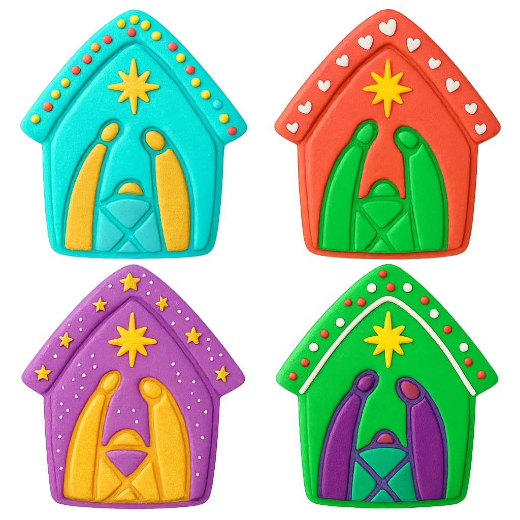 Mighty Gadget Nativity Scene Cookie Cutter & Stamp - 4x3.6" Festive Design for Christmas Baking (Random Color)