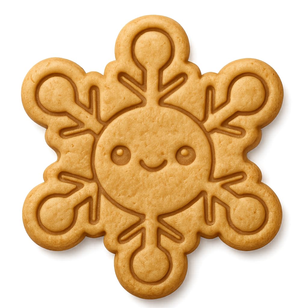 Kawaii Snowflake Smiley Cookie Cutter - 4x3.43" Fun Winter Baking Tool
