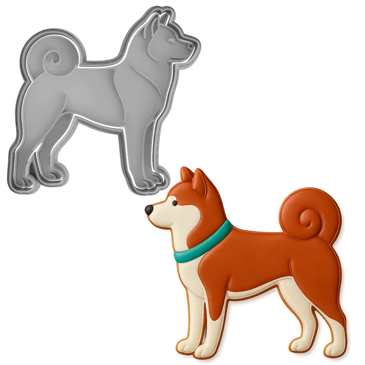 Mighty Gadget Akita Dog Cookie Cutter - 4x3.9" (Random Color) – Japanese Dog Breed Silhouette for Animal Lovers & Pet-Themed Baking
