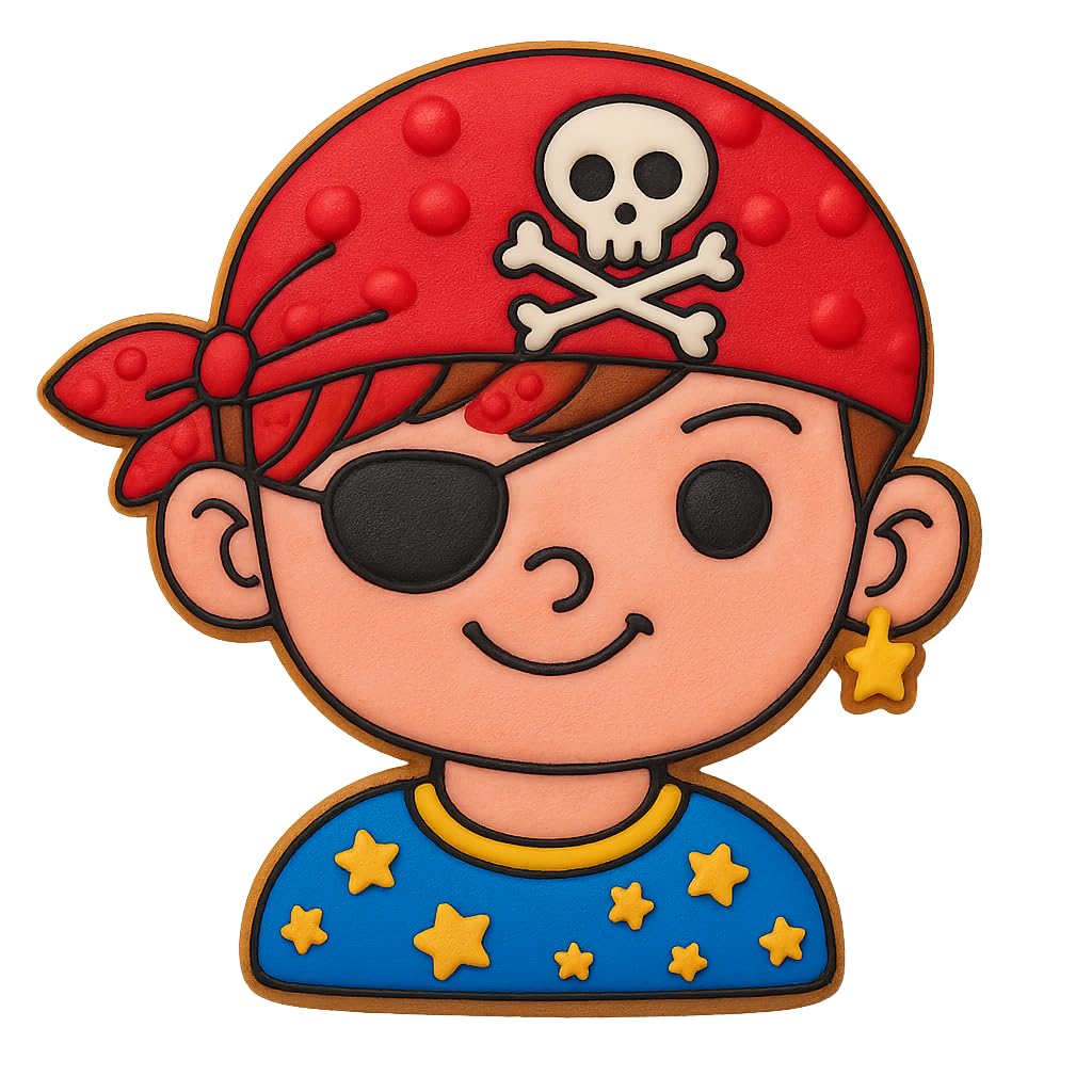 Pirate Boy Cookie Cutter & Stamp Set – 4x3.86" Fun Pirate Head Design for Kids' Party Baking (Random Color)