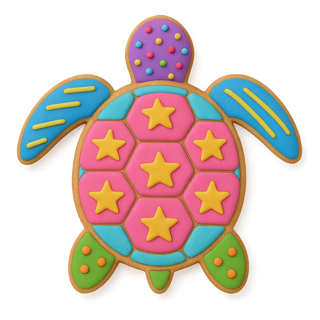 Ocean Turtle Cookie Cutter & Stamp Trio – 3 Sizes (4", 3", 2") – Beach-Themed Baking & Fondant Set (Random Color)