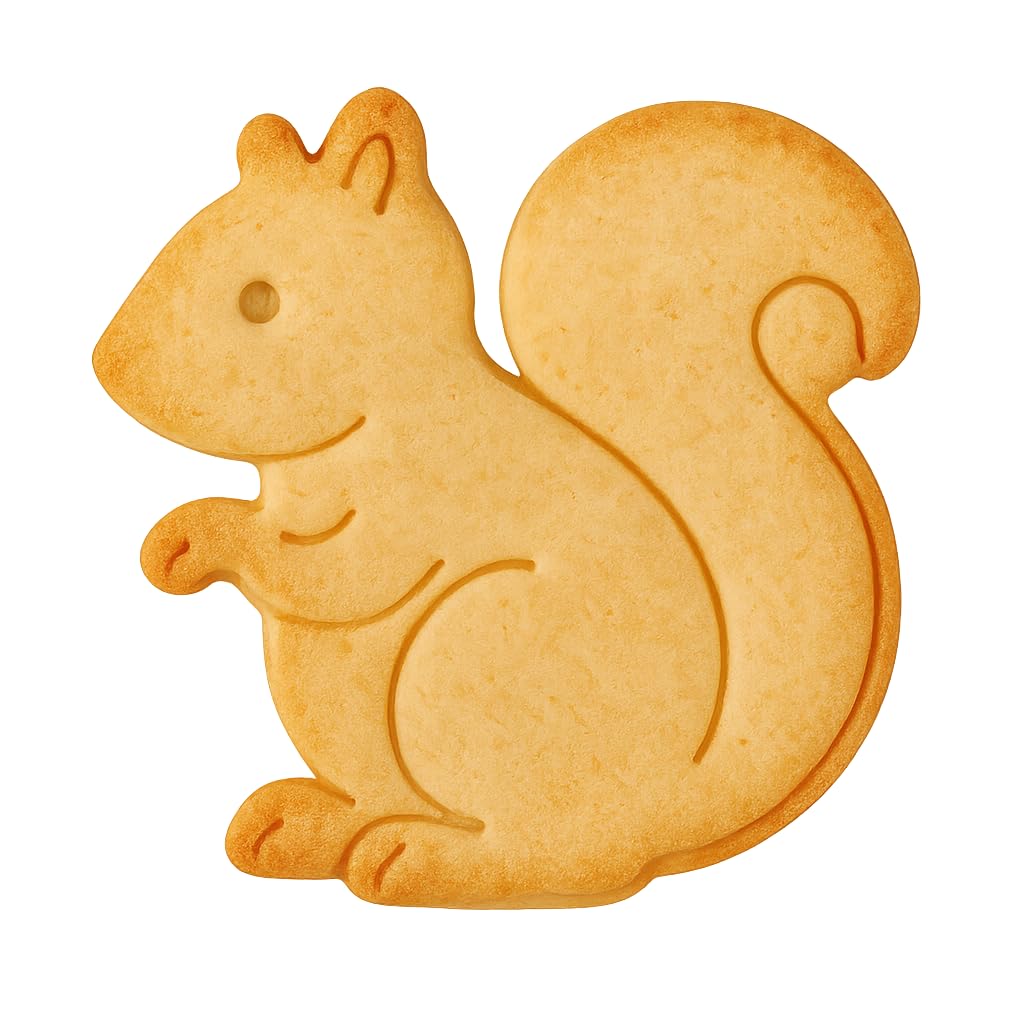 Mighty Gadget Squirrel Cookie Cutter & Stamp - 4x3.92" Delightful Animal Shape for Woodland-Themed Baking (Random Color)