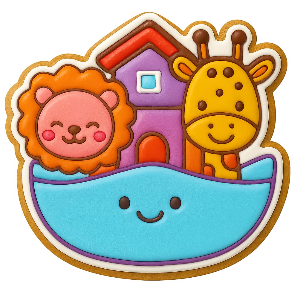 Kawaii Noah's Ark Cookie Cutter - 4x3.8" Fun Animal Birthday Baking