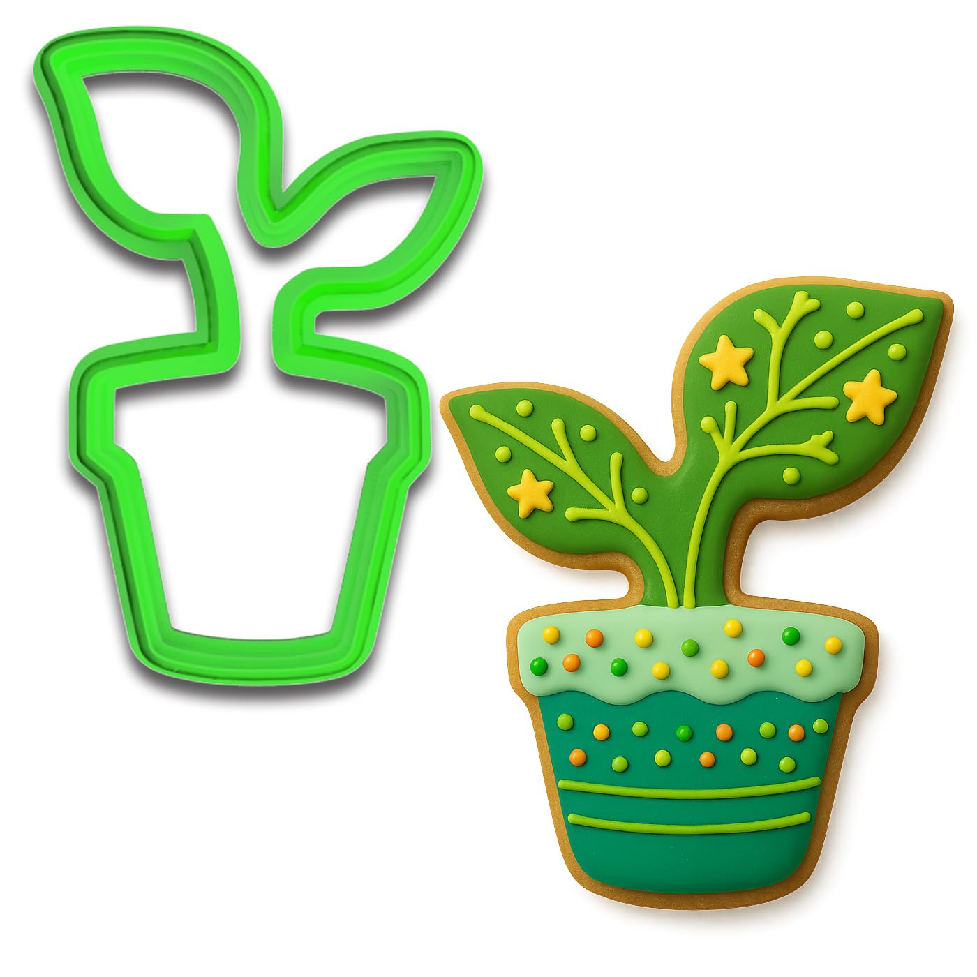 Potted Sprout Cookie Cutter – 3.5x2.29" Fun Garden Plant Shape for Nature-Lovers and Bakers (Random Color)