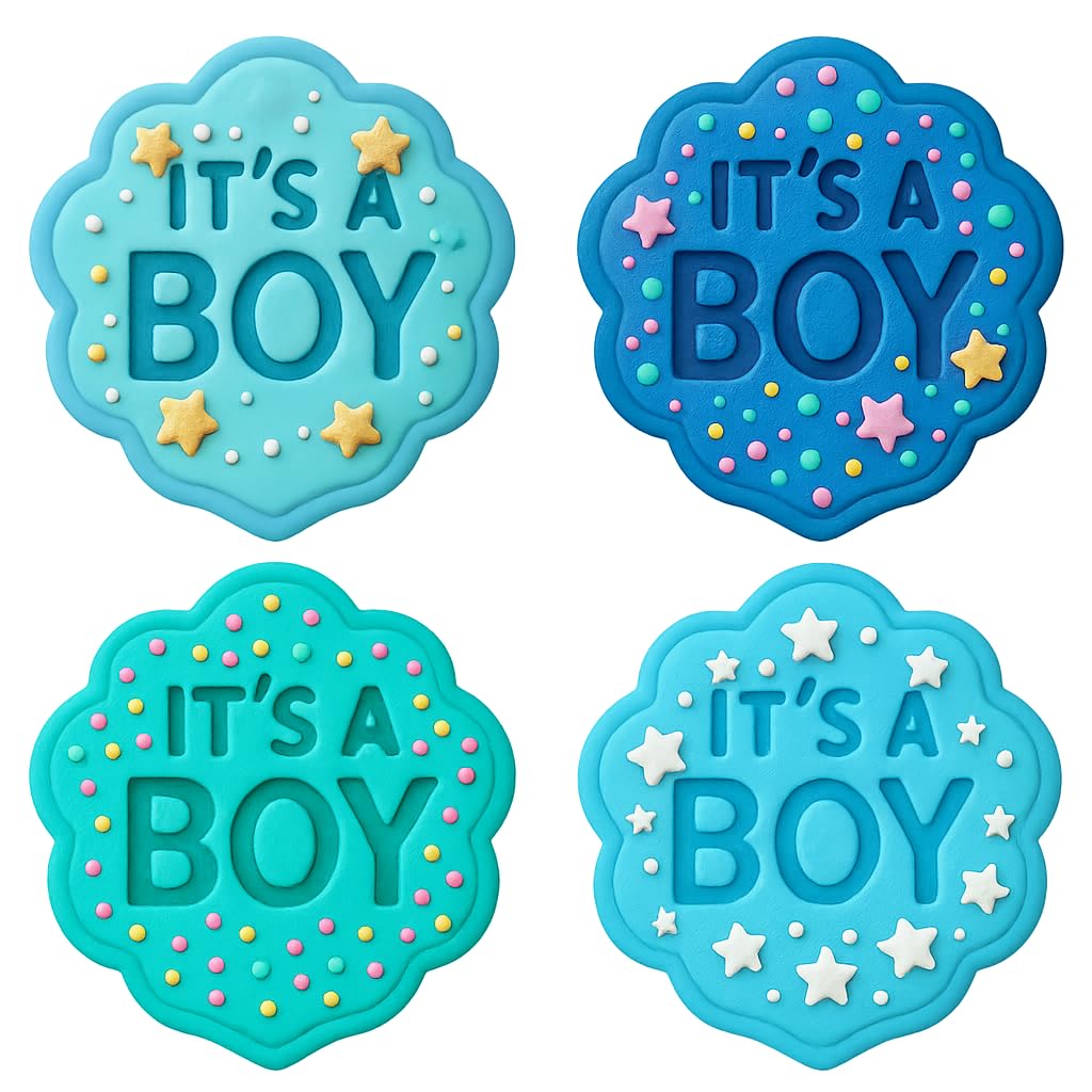 Mighty Gadget It's a Boy Cookie Cutter & Stamp - 4x4" Embossed Text for Baby Showers (Random Color)