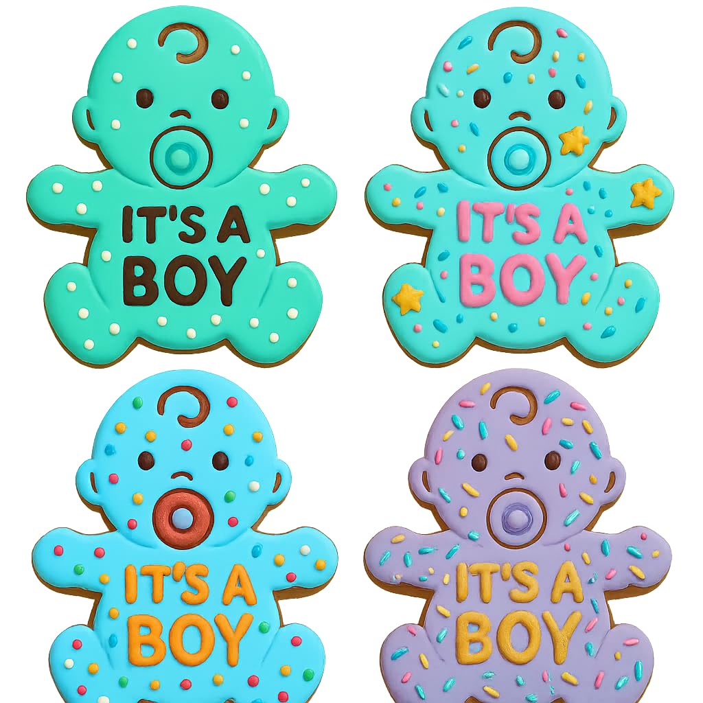 Mighty Gadget Baby Boy with Pacifier Cookie Cutter & Stamp - 4x3.2" Adorable Design for Baby Showers (Random Color)