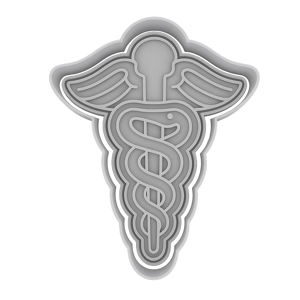 Mighty Gadget Medical Caduceus Cookie Cutter & Stamp - 4x2.5" Iconic Design for Med School Events (Random Color)