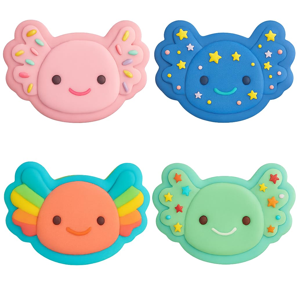 Kawaii Axolotl Head Cookie Cutter & Stamp 4x2.79" for Baking Fondant Clay Gifts