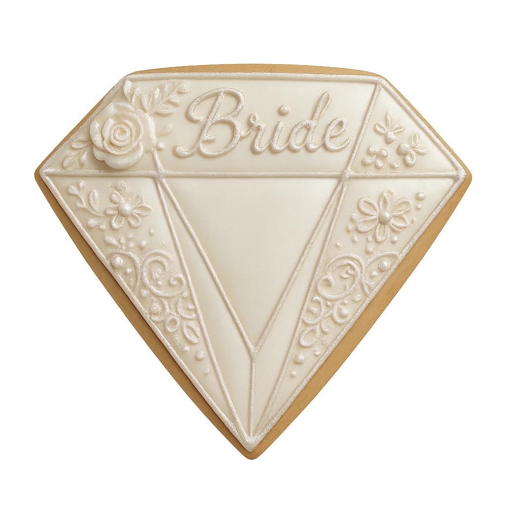Diamond Cookie Cutter & Stamp - 4x3.42 Inches, Elegant Gem Shape for Baking & Fondant