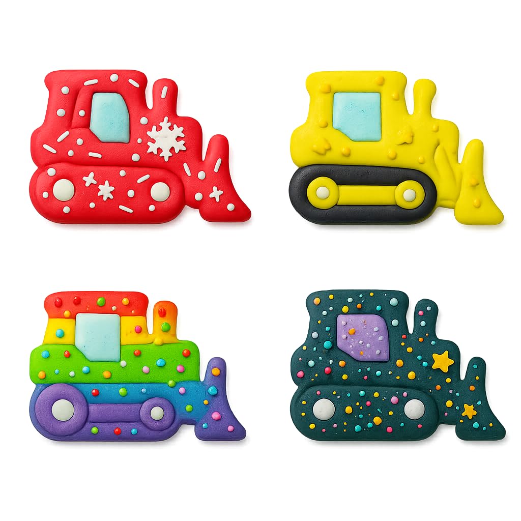 Mighty Gadget Construction Bulldozer Cookie Cutter & Stamp - 4x2.67" Fun Shape for Kids' Baking Projects (Random Color)