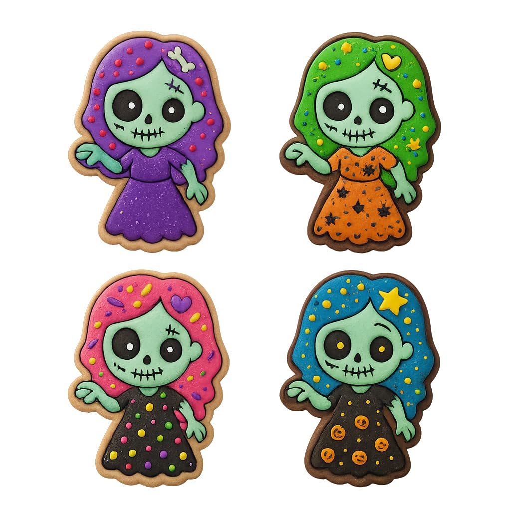 Mighty Gadget Zombie Bride Cookie Cutter & Stamp - 4x2.8" Spooky Design for Halloween Baking (Random Color)