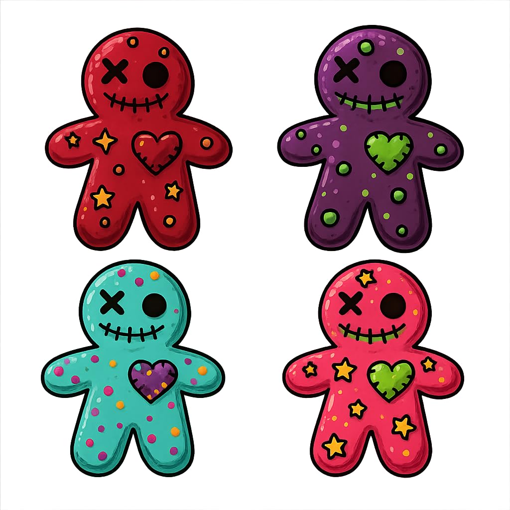 Mighty Gadget Voodoo Gingerbread Man Cookie Cutter & Stamp - 4x3.2" Unique Design for Halloween Baking (Random Color)