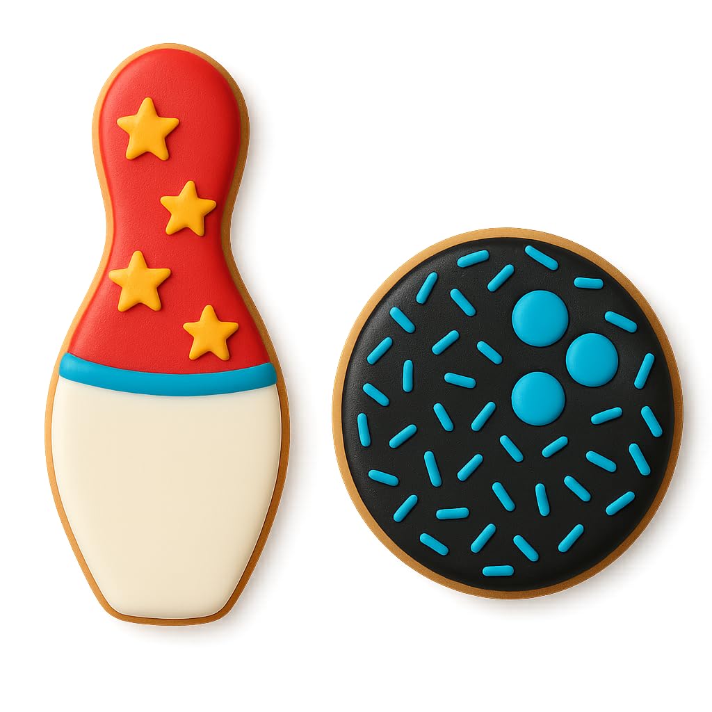 Bowling Pin (5x2.25") & Ball (3.75x3.75") Combo Cookie Cutters - Perfect for Sports-Themed Baking and Parties