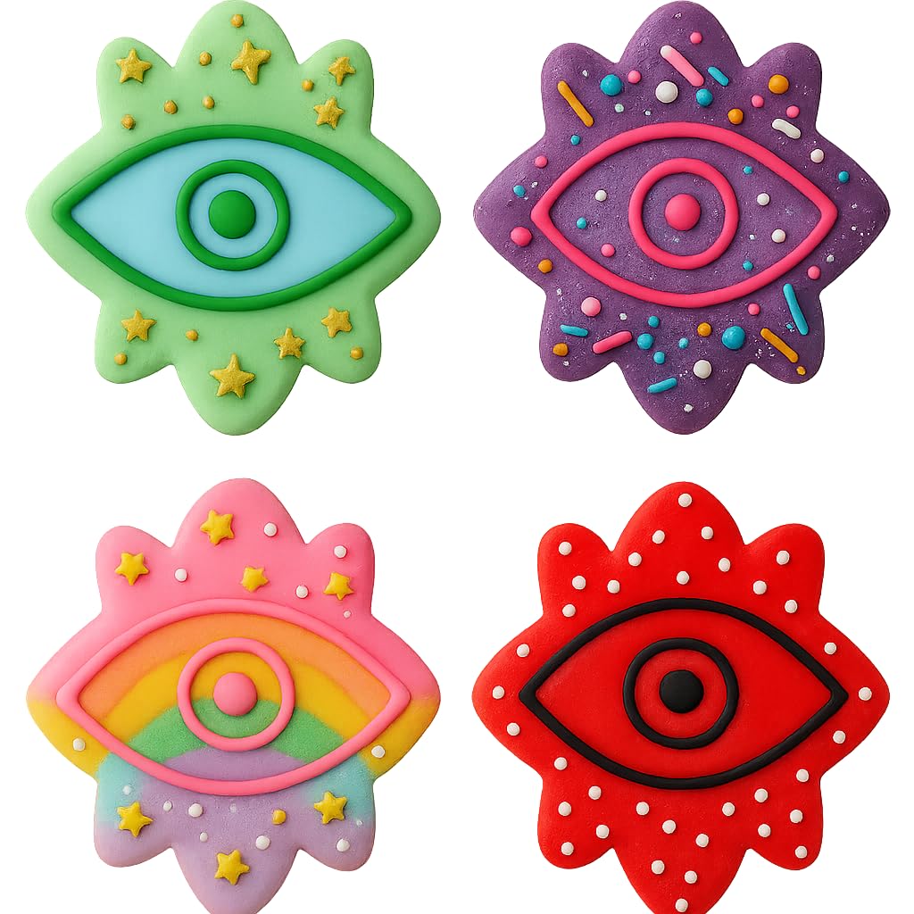 Mighty Gadget Evil Eye Cookie Cutter & Stamp - 4x3.2" Unique Charm for Spiritual Baking (Random Color)