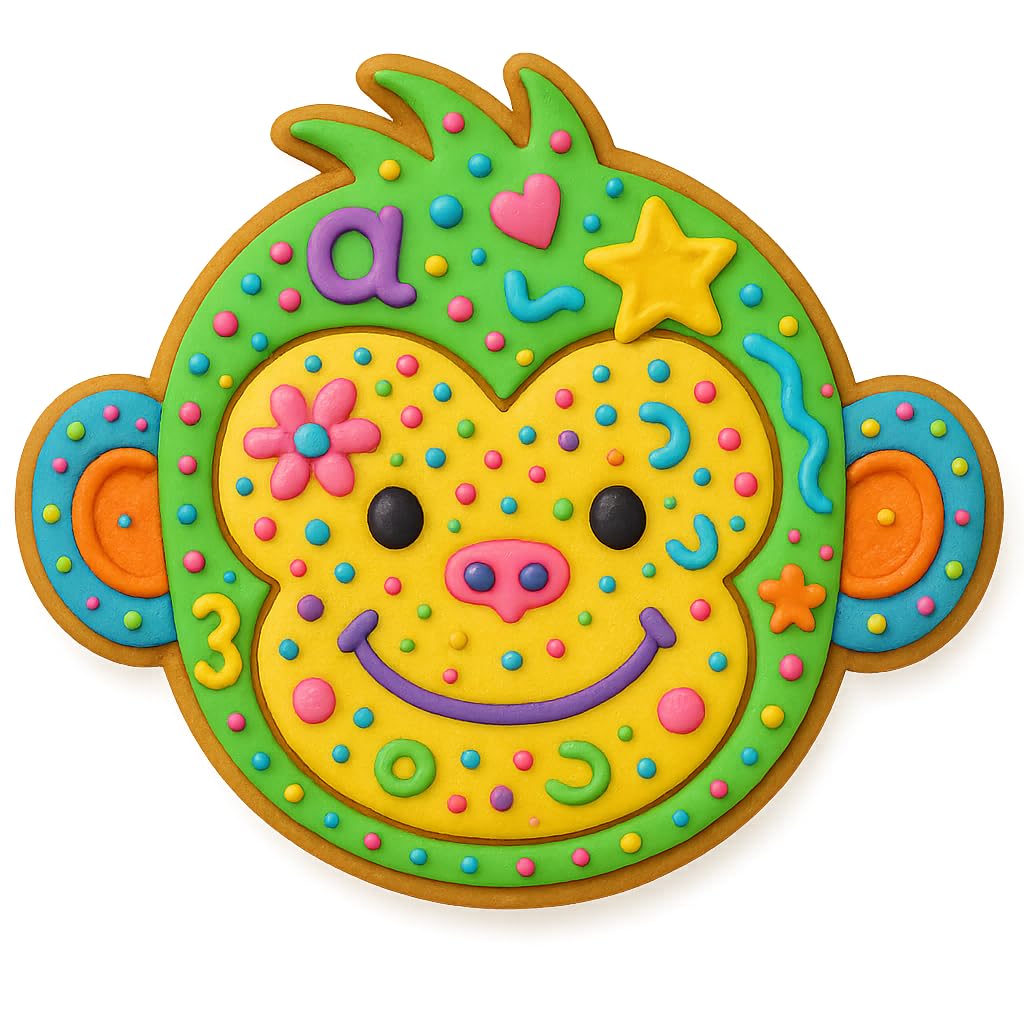 Mighty Gadget Cute Monkey Face Cookie Cutter & Stamp - 4x3.21", Adorable Animal Baking Tool for Kids and Jungle Parties (Random Color)