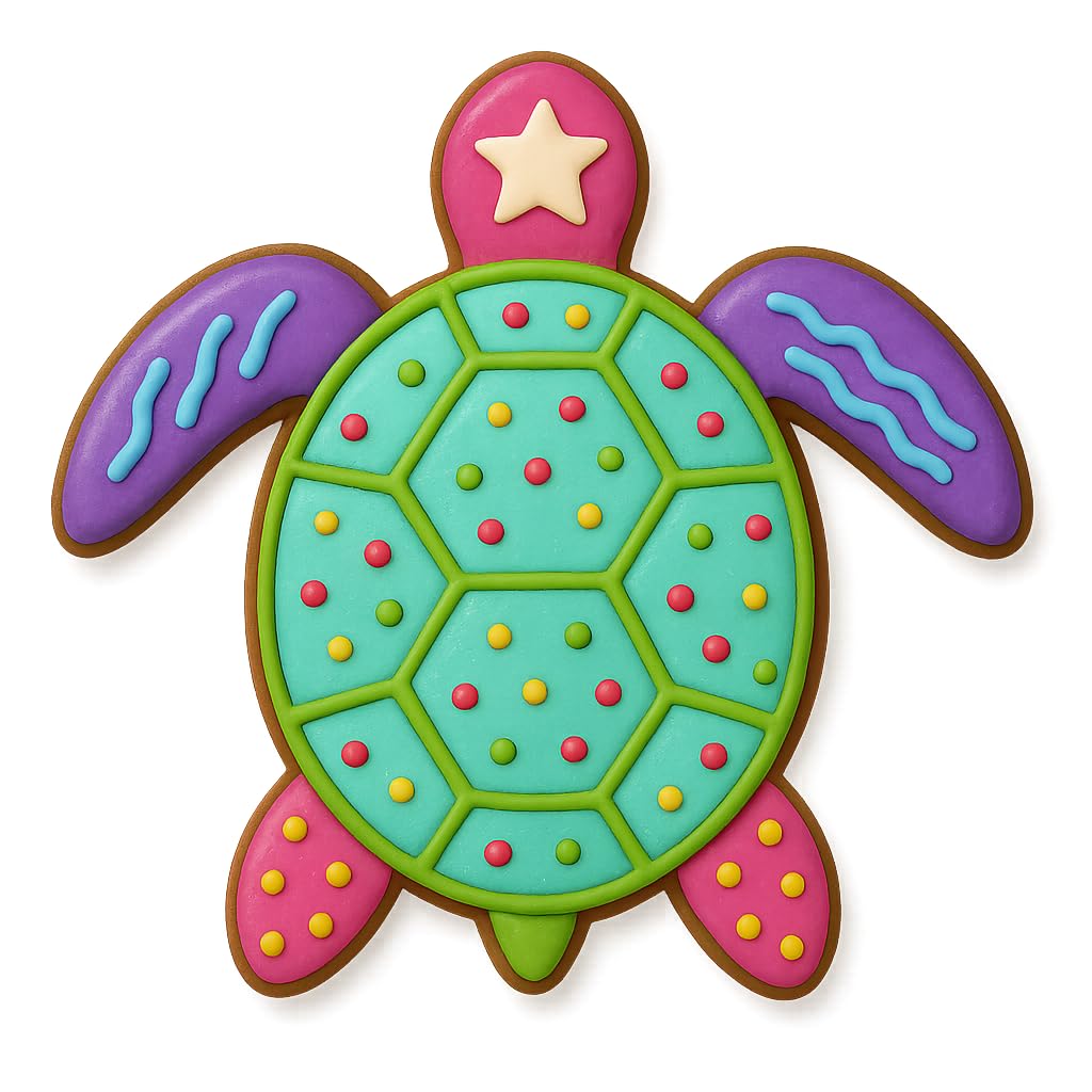 Ocean Turtle Cookie Cutter & Stamp Trio – 3 Sizes (4", 3", 2") – Beach-Themed Baking & Fondant Set (Random Color)