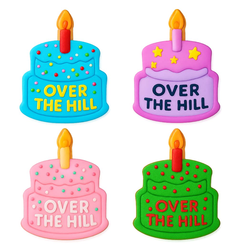 Mighty Gadget Over The Hill Cake Cookie Cutter & Stamp - 4x3.16" Humorous Theme for Fun Baking (Random Color)