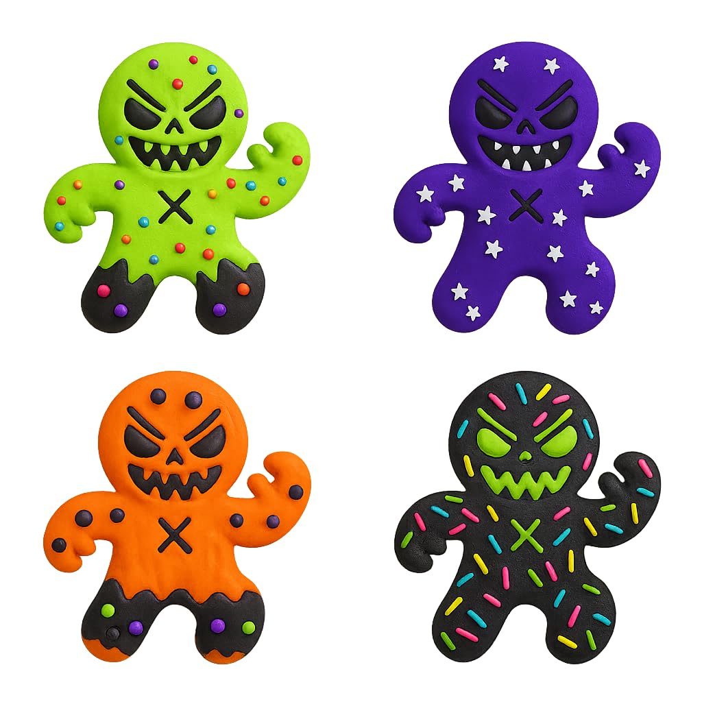Mighty Gadget Monster Gingerbread Man Cookie Cutter & Stamp - 4x3" Spooky Fun for Halloween Baking (Random Color)