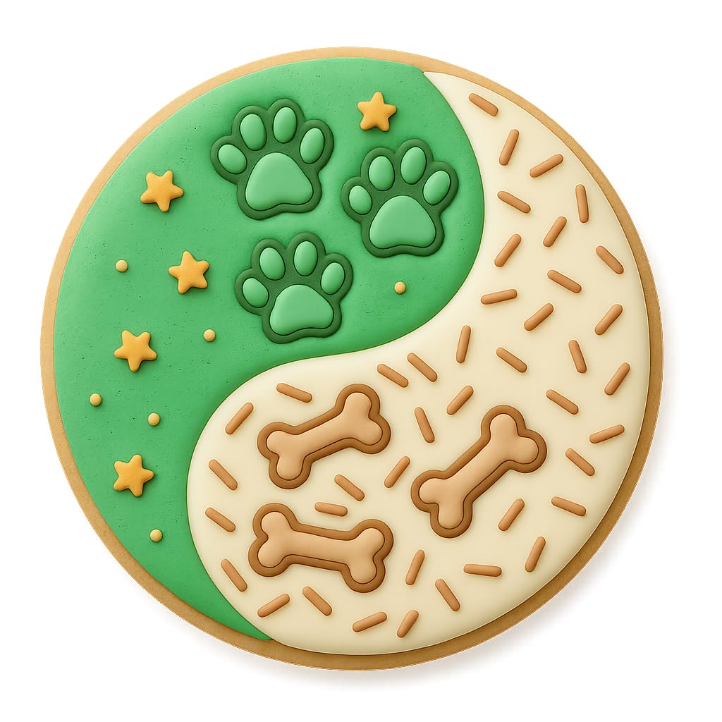 Dog Paw & Bone Yin Yang Cookie Cutter - 4x4 Inches, Fun Pet-Themed Baking Tool