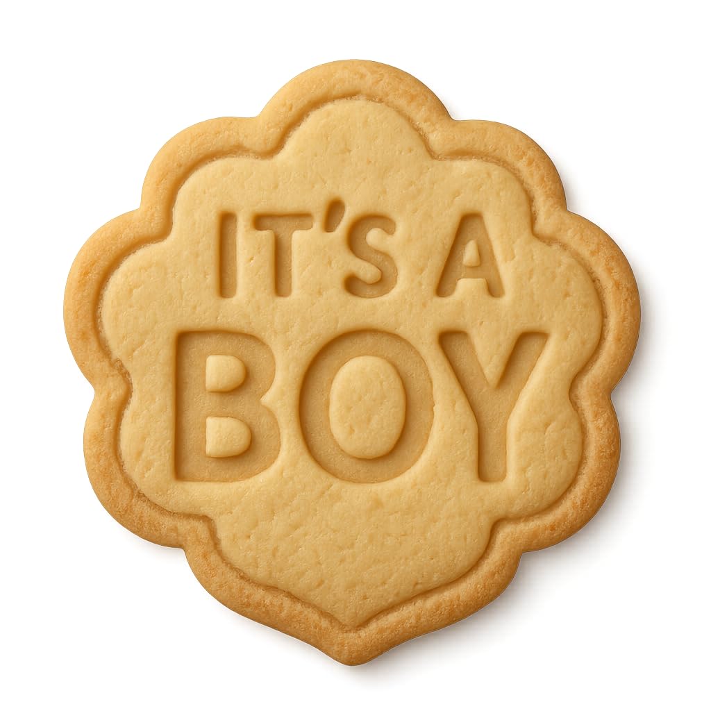 Mighty Gadget It's a Boy Cookie Cutter & Stamp - 4x4" Embossed Text for Baby Showers (Random Color)