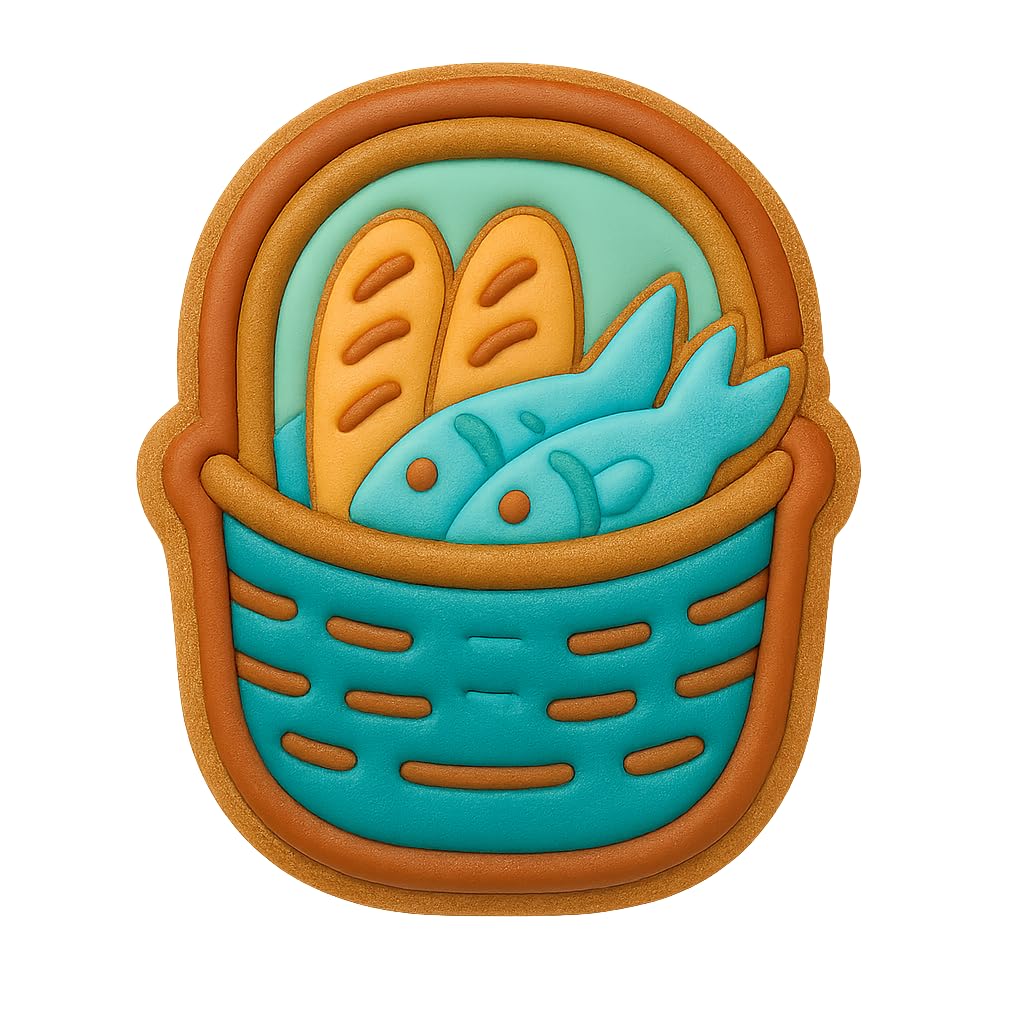 Loaves & Fishes Basket Style 2 Cookie Cutter - 4x3.36" Premium Baking Tool