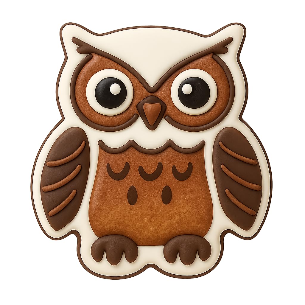 Mighty Gadget Wise Owl Cookie Cutter & Stamp - 4x3.53" Cute Owl Shape for Kids Baking & Animal Cookies (Random Color)
