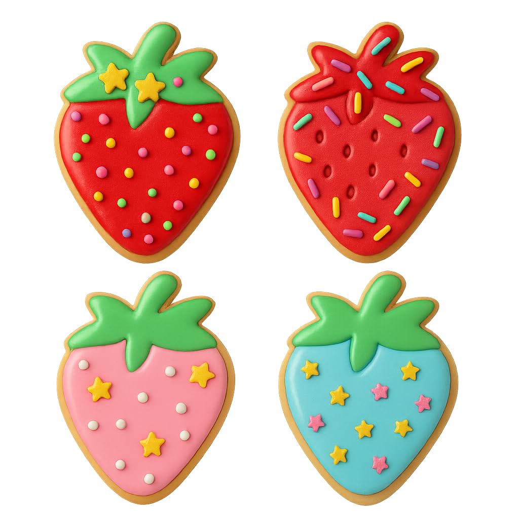 Mighty Gadget Strawberry Cookie Cutter & Stamp - 4x3.2" Perfect Sweet Treat Design for Summer Baking (Random Color)