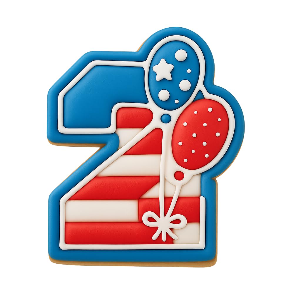 Mighty Gadget 2 Year Old Birthday Cookie Cutter - Number 2 with Balloons, 4x3.27” Baking Tool (Random Color)