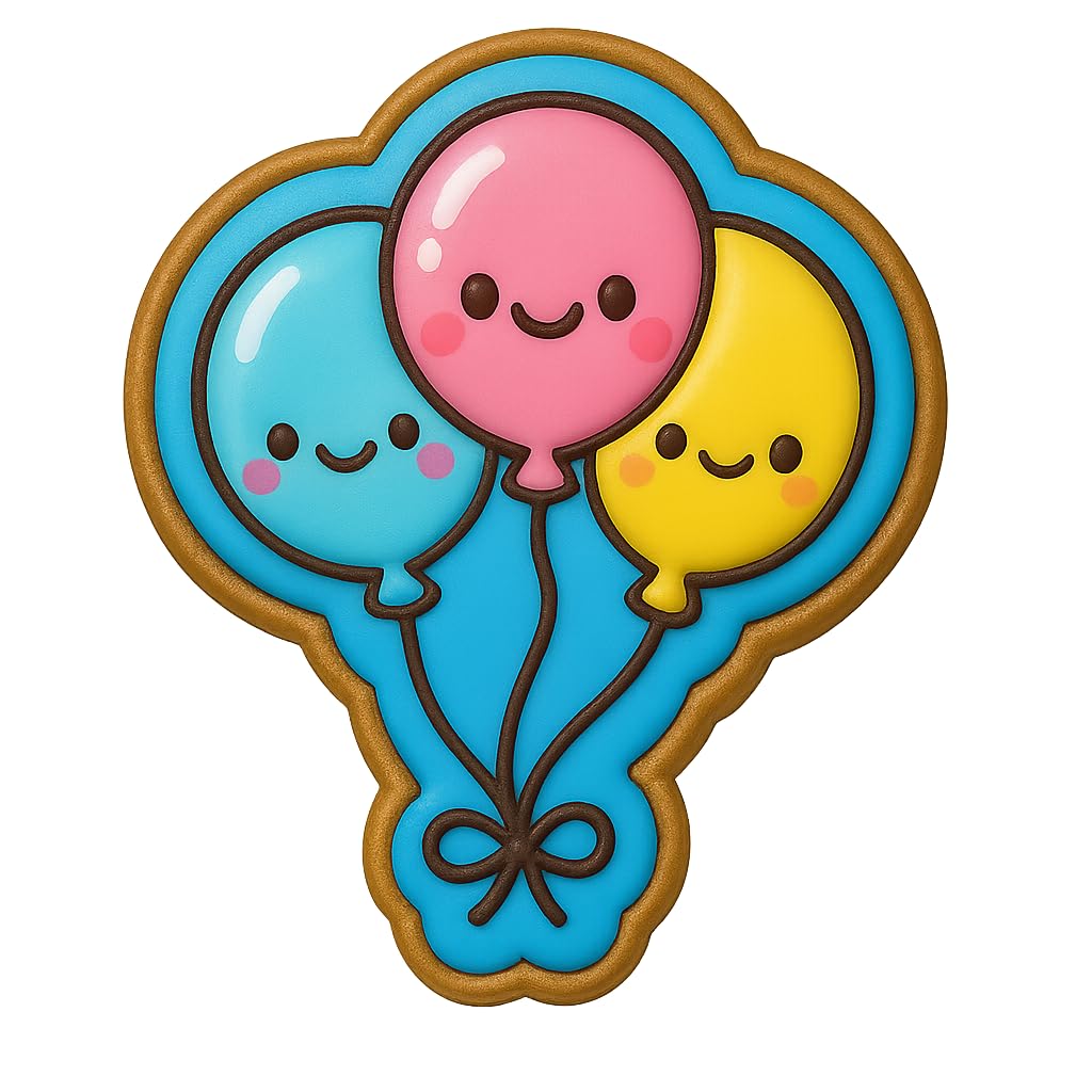 Kawaii Smiling Balloons Cookie Cutter - 4x3.37" Fun Kids Birthday Baking