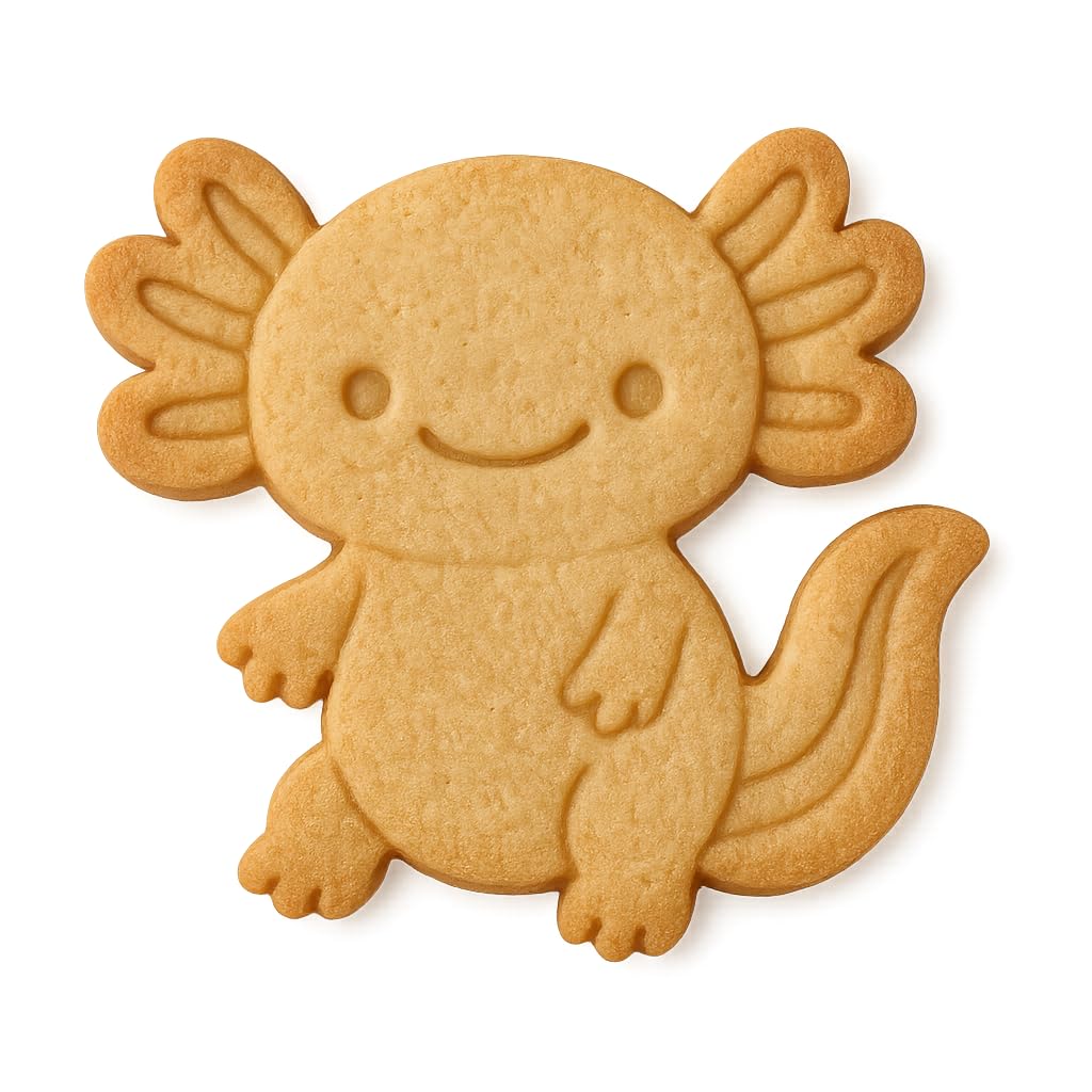 Mighty Gadget Kawaii Axolotl Cookie Cutter & Stamp - 4x3.58" Delightful Shape for Kids Baking (Random Color)