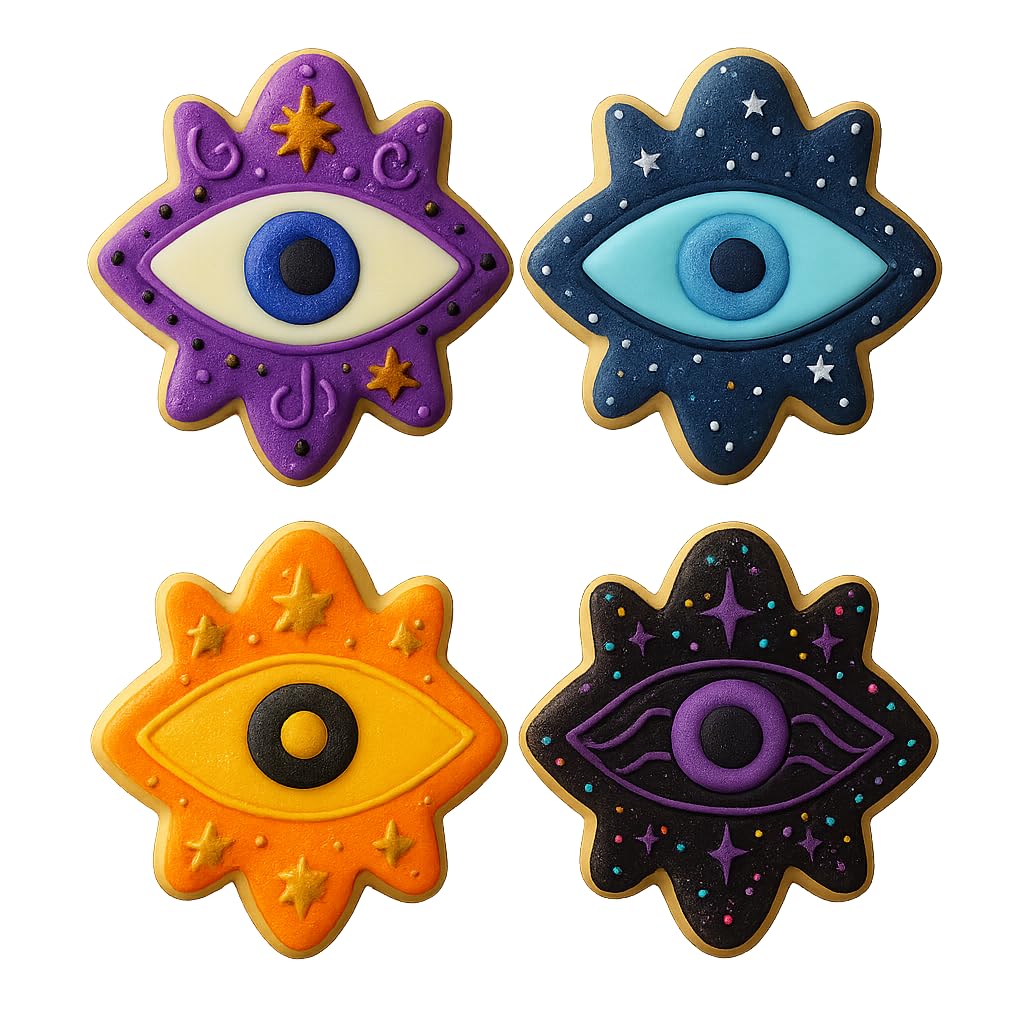 Mighty Gadget Evil Eye Cookie Cutter & Stamp - 4x3.2" Unique Charm for Spiritual Baking (Random Color)