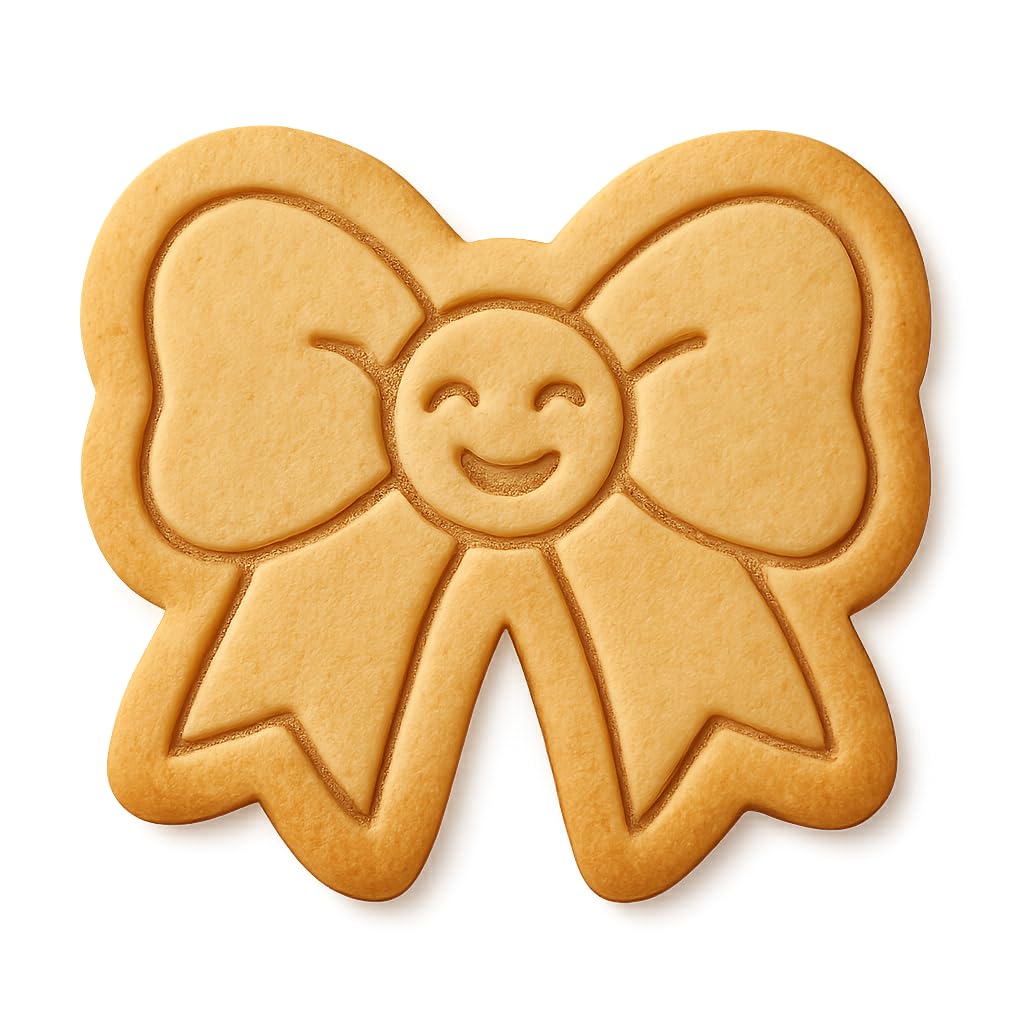 Joyful Ribbon Smiley Cookie Cutter - 4x3.4" Fun Baking Design Premium
