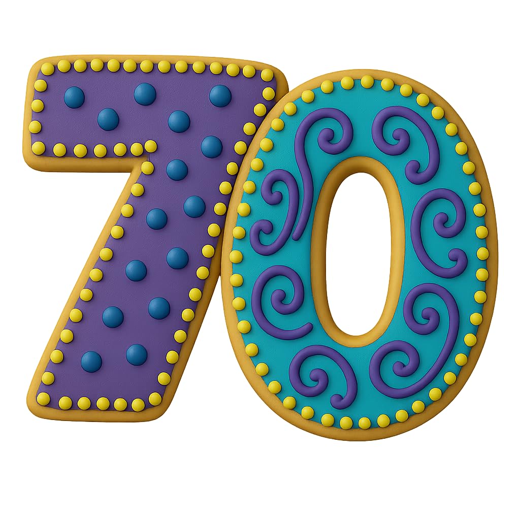 Number 70 Cookie Cutter (3x4") - Made in USA by Mighty Gadget - Perfect for 70th Birthdays and Anniversaries