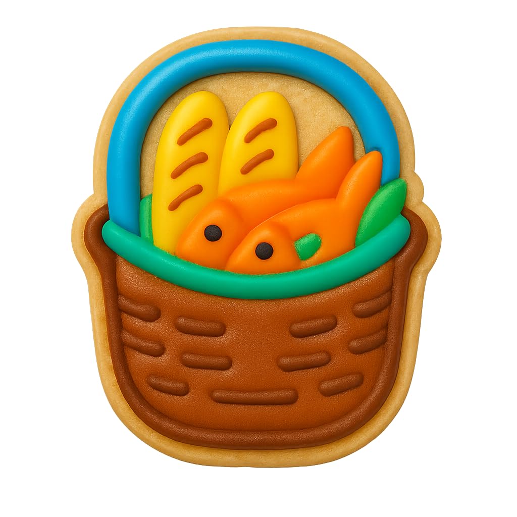Loaves & Fishes Basket Style 2 Cookie Cutter - 4x3.36" Premium Baking Tool