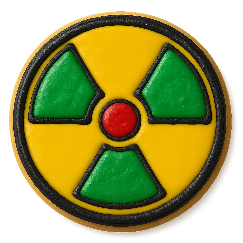 Mighty Gadget Biohazard Radiation Cookie Cutter & Stamp Set - 4x4" Science Symbol Mold for Bakers & Crafters (Random Color)