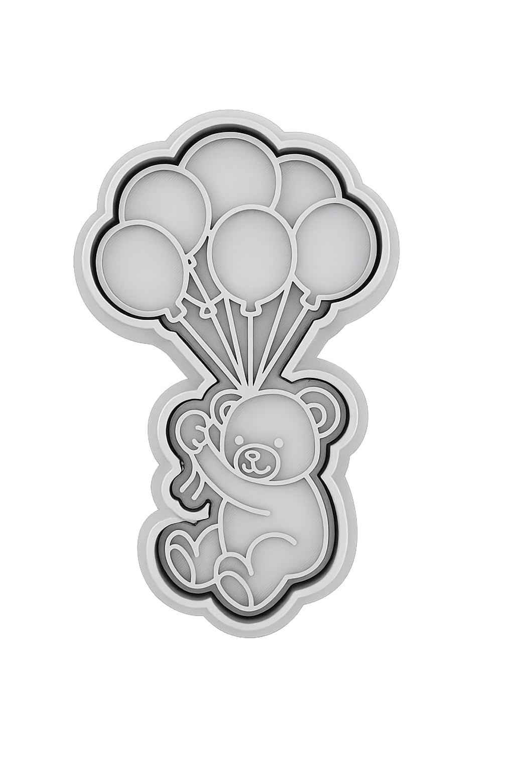 Mighty Gadget Flying Bear with Balloons Cookie Cutter & Stamp - 4x2.5" Sweet Element for Baby Celebrations (Random Color)