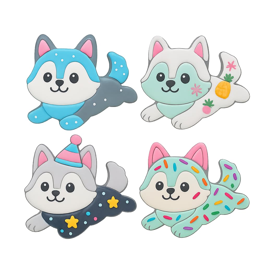 Kawaii Husky Puppy Cookie Cutter & Stamp 4x3.4" for Baking & Fondant Clay Gifts