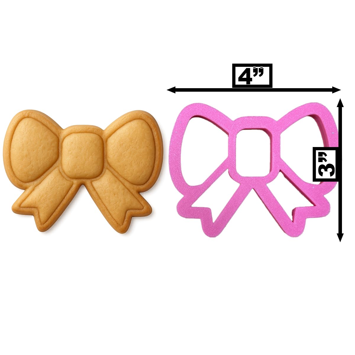 Mighty Gadget Classic Hair Bow Cookie Cutter - 4x3” Pink Ribbon Design