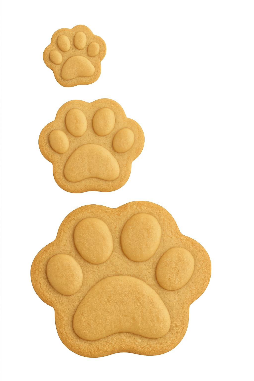 3 Pack of Adorable Dog Paw Shapes Cookie Cutter Set in 1.75”, 2.75", & 3.75" Sizes - Hand Made in the USA by Mighty Gadget