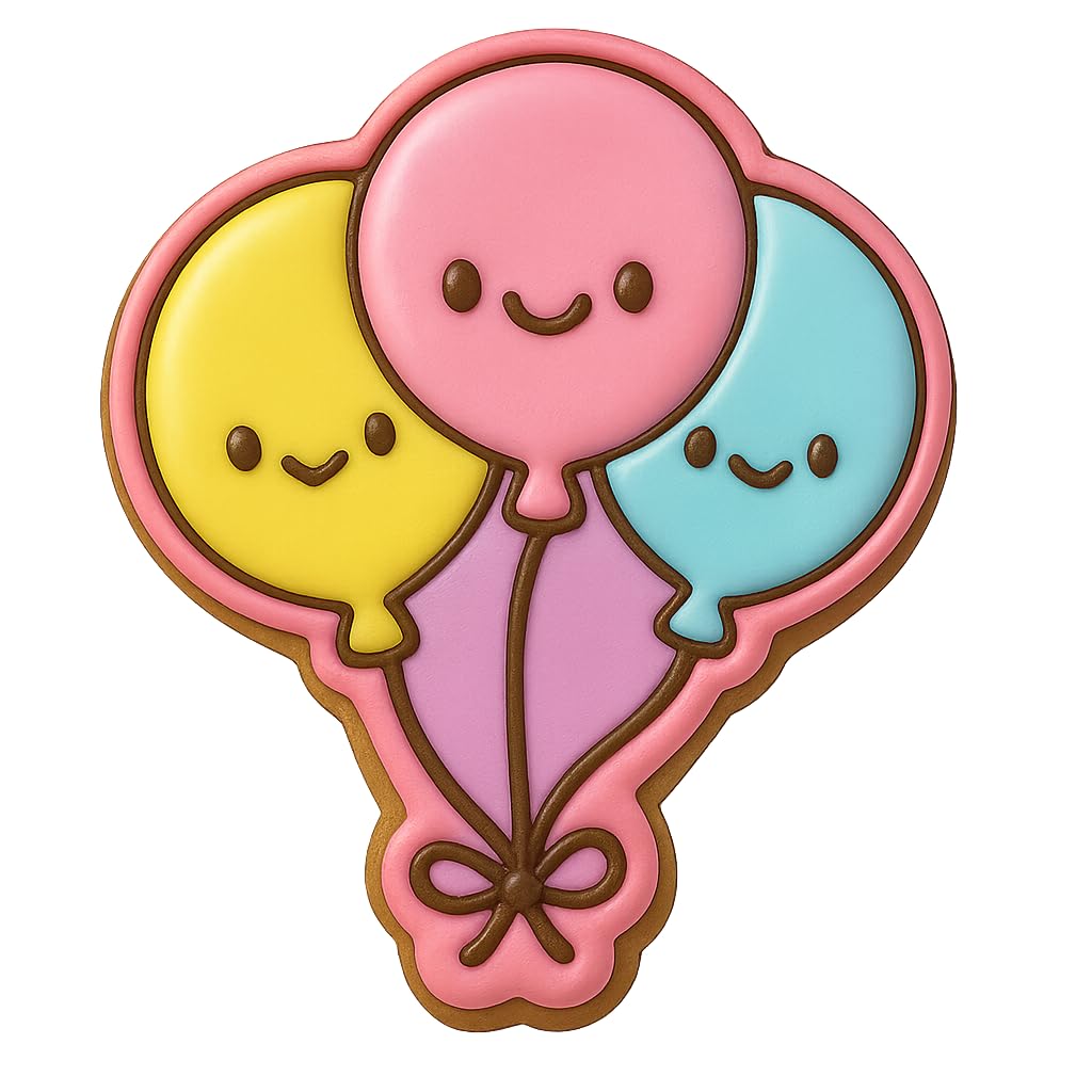 Kawaii Smiling Balloons Cookie Cutter - 4x3.37" Fun Kids Birthday Baking