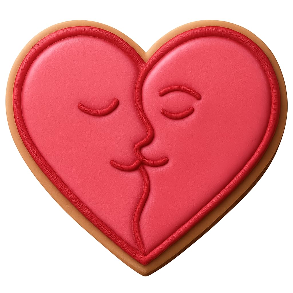 Loving Heart Kiss Cookie Cutter - 4x3.5" Premium Baking Design Fun