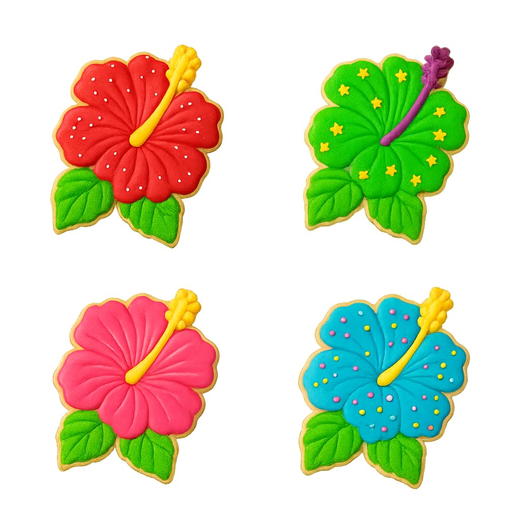 Hibiscus Flower Cookie Cutter & Stamp 4x3.2" for Baking Fondant Clay Embosser
