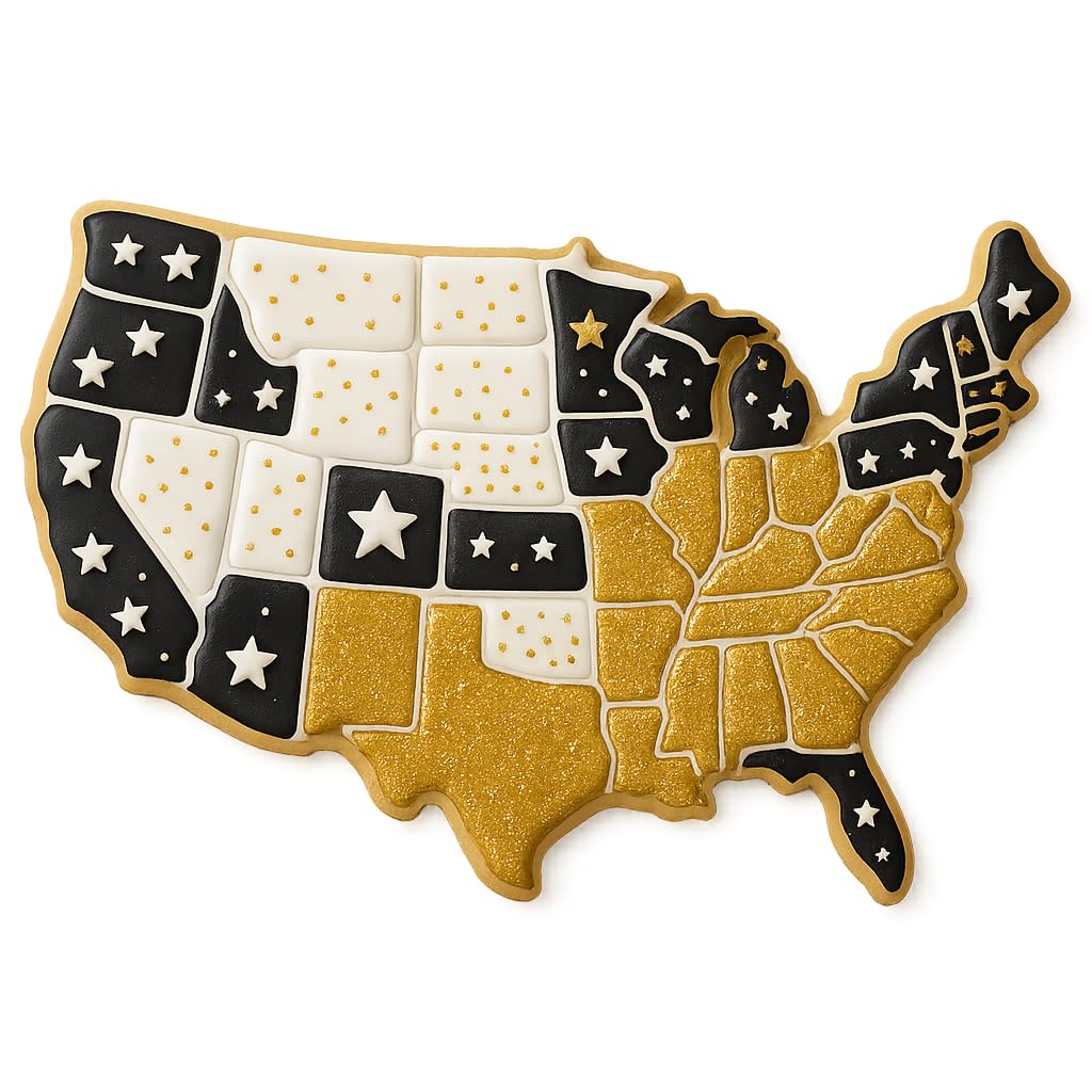 Mighty Gadget Realistic Detailed United States Map Cookie Cutter - Easy Push Design, Ideal for Geography Enthusiasts, Education, and Celebrations (3.25 x 4.75 inches)