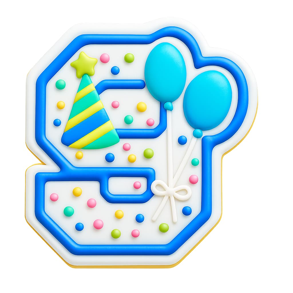 Mighty Gadget Number 9 with Balloons Cookie Cutter for 9 Year Old - 4x3.63" Birthday Celebration Mold (Random Color)