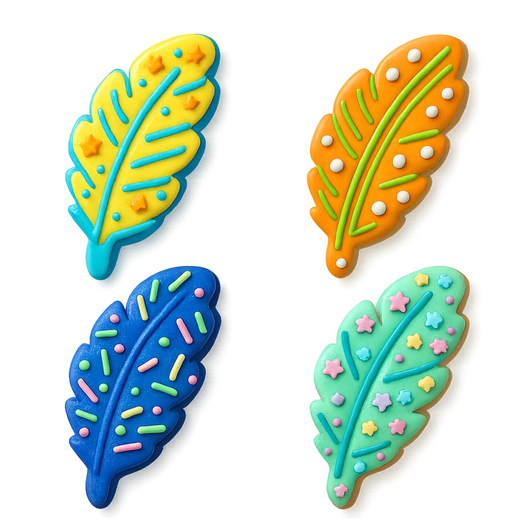 Mighty Gadget Feather Cookie Cutter & Stamp - 4x1.5" Elegant Design for Nature-Themed Baking (Random Color)