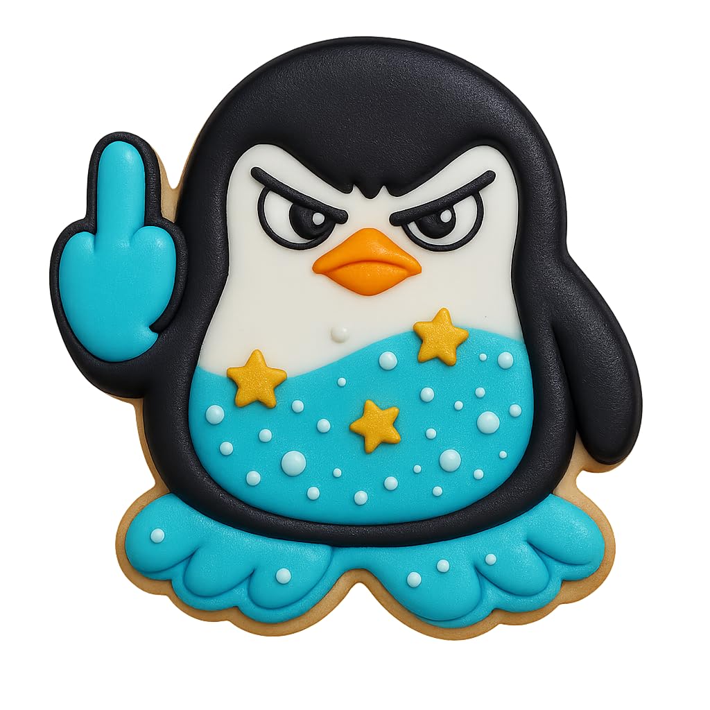 Middle Finger Penguin Cookie Cutter - 4x3.83", Adult Humor Bird Baking Mold (Random Color)