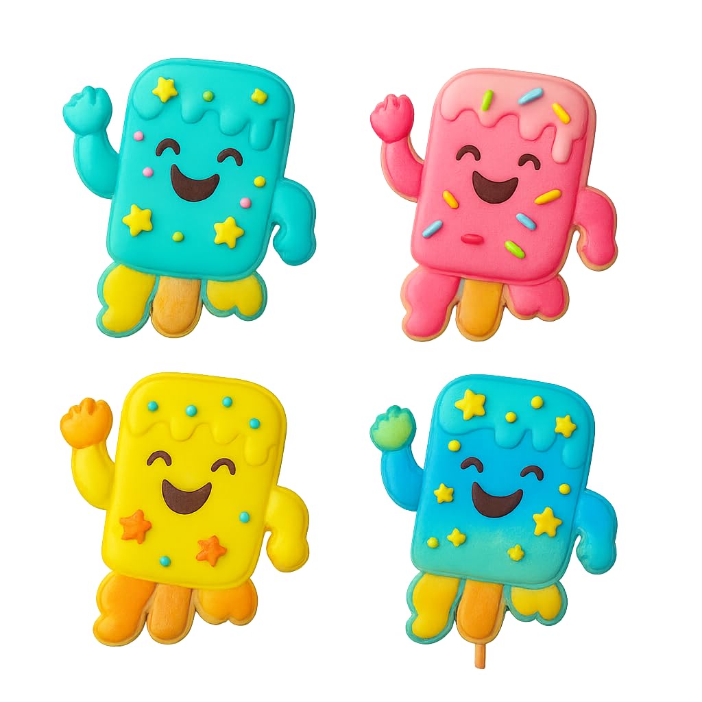 Happy Dancing Popsicle Cookie Cutter & Stamp 4x3.6" for Baking & Fondant Clay