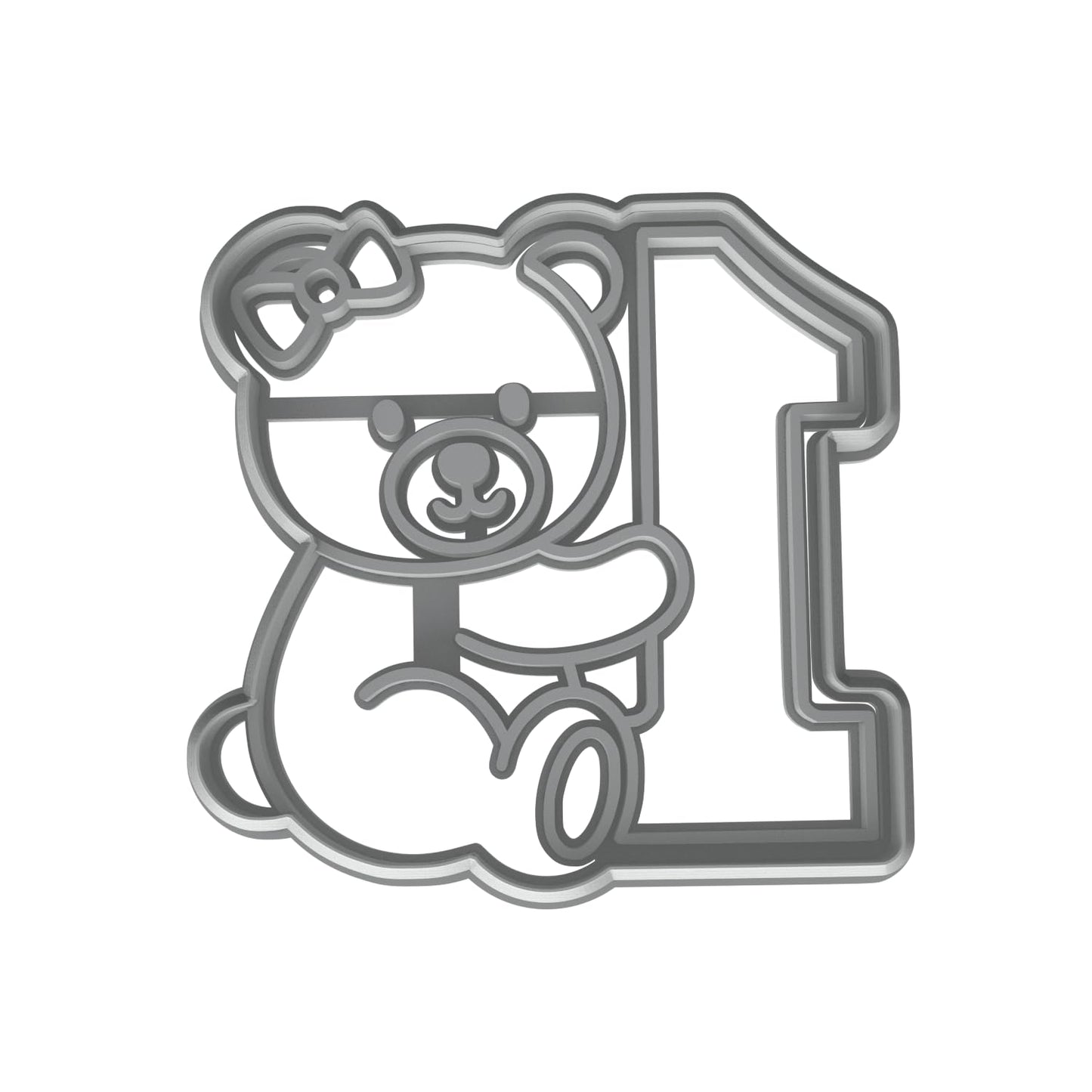 Mighty Gadget Teddy Bear with Number 1 Cookie Cutter & Stamp - 4x3.8" Perfect for 1 Year Old Celebrations (Random Color)